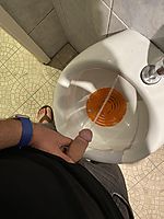 Peeing with my cut cock