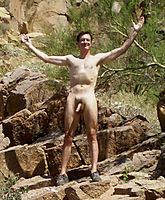 younger me on naked hike in desert