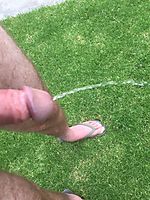 pissing on the back lawn 1